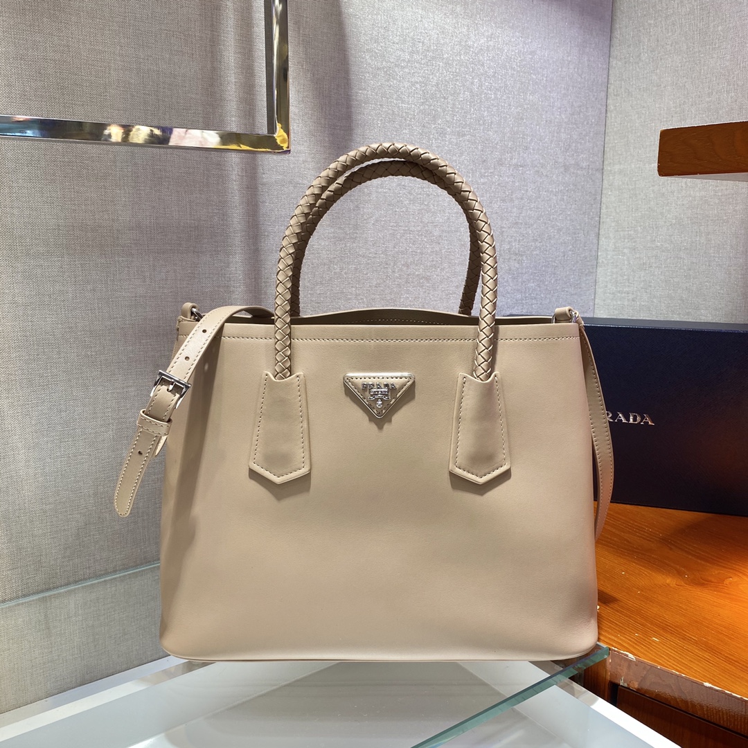 Prada Double Leather Bag Shoulder Bag Sand Beige 1BG775